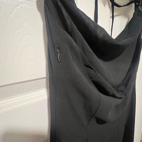 Superdown Revolve NWT nicola sheer maxi dress black halter tie high slit XS hoco - Picture 9 of 10